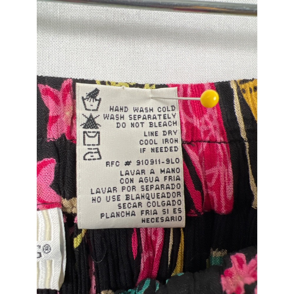 White Stag Maxi Skirt Womens 16W Black Tropical South Seas Rayon Pleated Flowy - Picture 3 of 8